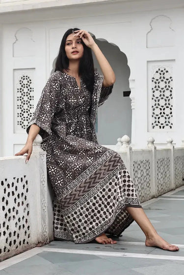 Block Printed Kaftan Resort Dress